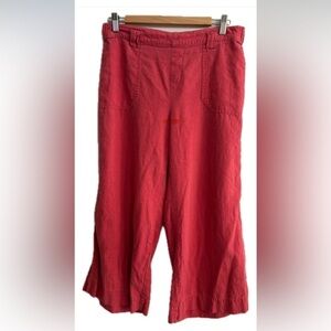 Sound/Style Brand Cropped Casual Women’s M Linen Pant Wide Leg, Red